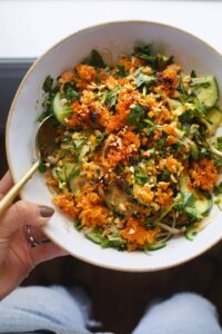 Crispy Rice Salad with Cucumbers and Herbs